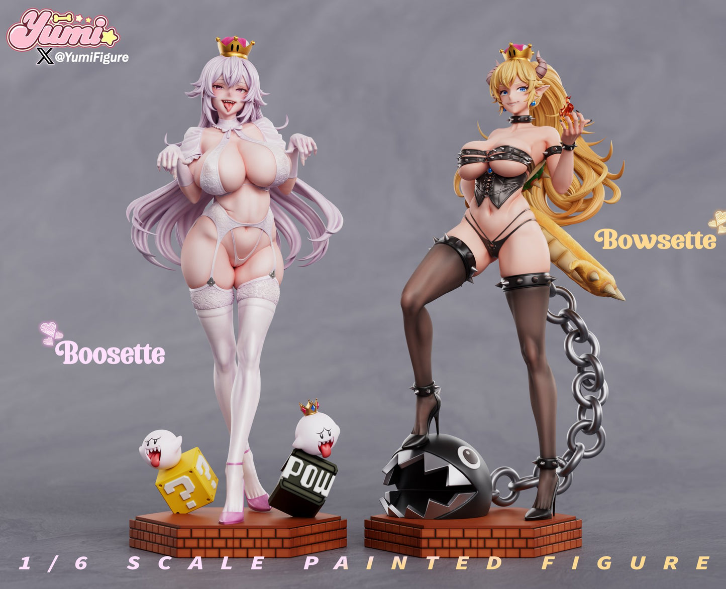 Estatuilla Super Mario Universe | Boosette &amp; Bowsette | Yumi Figure | Tienda Anime | Tico Ofertas