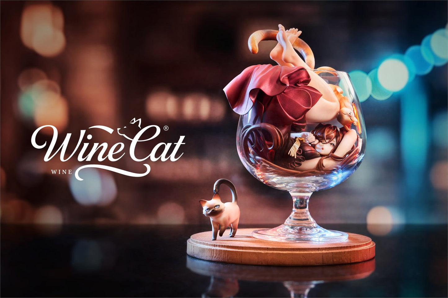 Estatuilla Wine Cat Licensed Statue | WeArtDoing Studio | Tienda Anime | Tico Ofertas