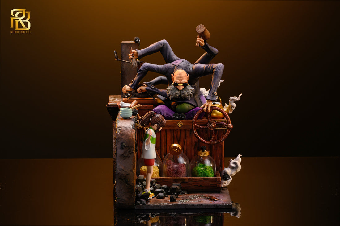 Estatuilla Spirited Away | Kamaji & Chihiro Ogino GK Statue | ReBorn Studio | Tienda Anime | Tico Ofertas