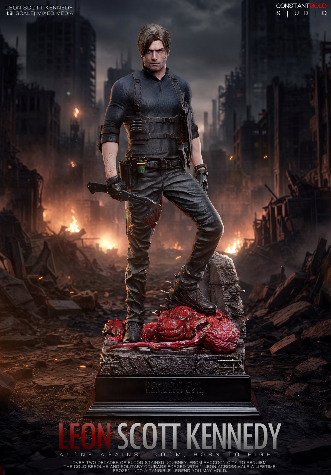 Estatuilla Resident Evil | Leon Scott Kennedy | Constant Gold Studio | Tienda Anime | Tico Ofertas