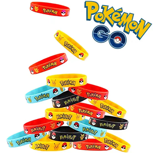 Pack de 12 Pulseras Pokémon - Pikachu y Charmander | Figuras Anime Costa Rica, Figuras de Acción en Anime, Pulseras de Silicona para Niños, Fiesta y Cosplay