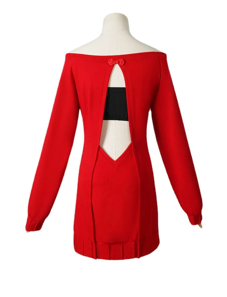 Cosplay Anime FAMILY - Yor Forger / Yor Briar Mini Dress Rojo de Lana | Tienda Anime Costa Rica - Tico Ofertas