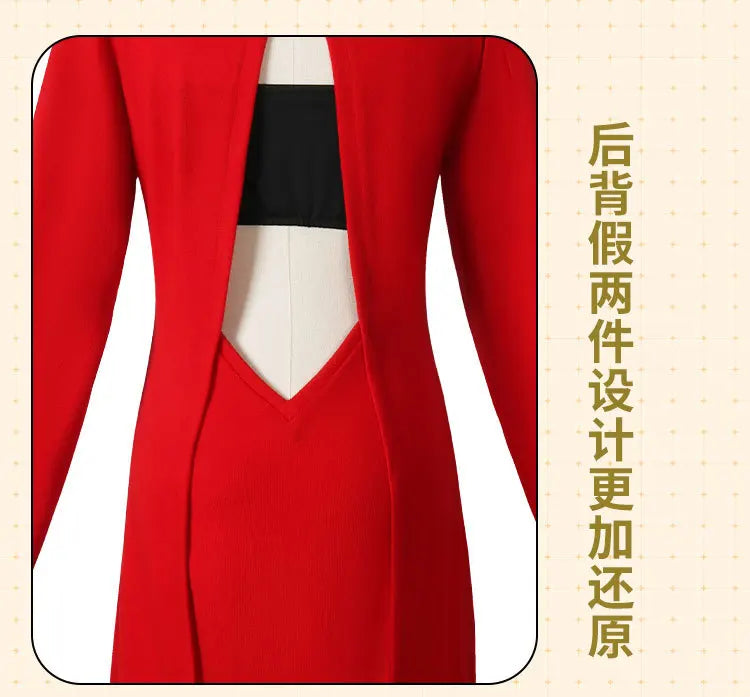 Cosplay Anime FAMILY - Yor Forger / Yor Briar Mini Dress Rojo de Lana | Tienda Anime Costa Rica - Tico Ofertas