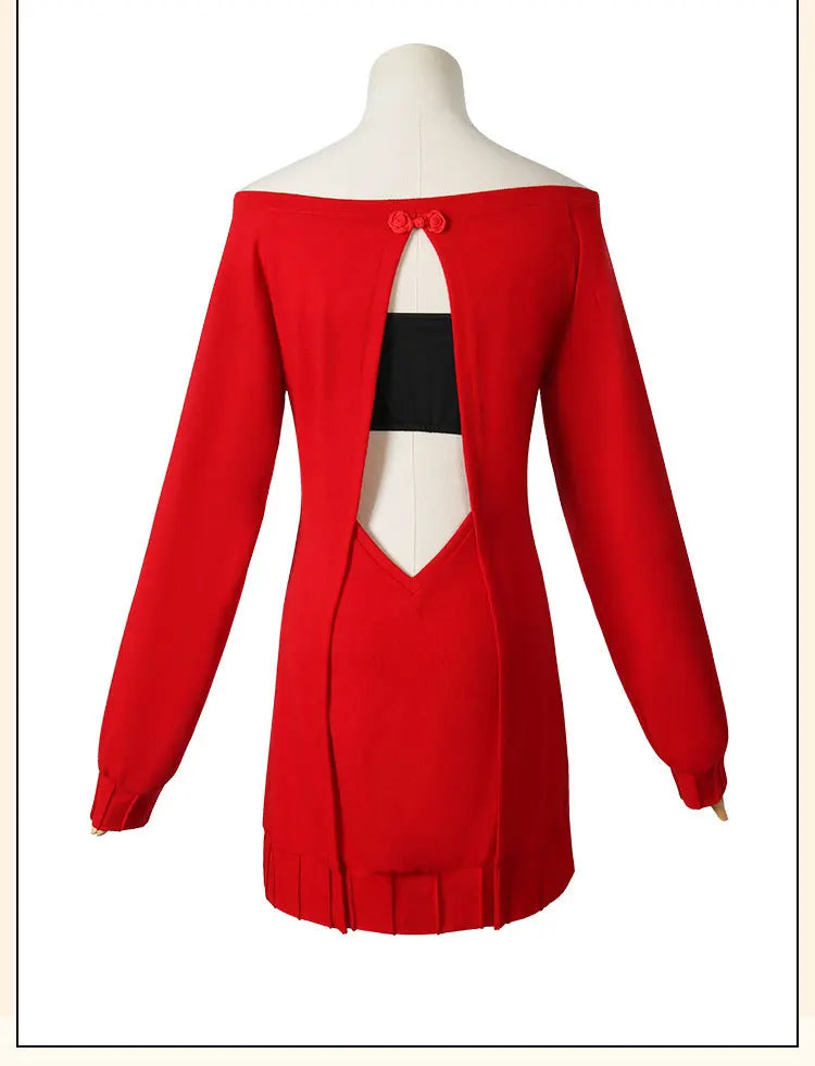 Cosplay Anime FAMILY - Yor Forger / Yor Briar Mini Dress Rojo de Lana | Tienda Anime Costa Rica - Tico Ofertas