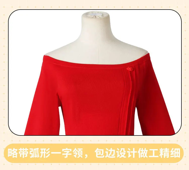 Cosplay Anime FAMILY - Yor Forger / Yor Briar Mini Dress Rojo de Lana | Tienda Anime Costa Rica - Tico Ofertas