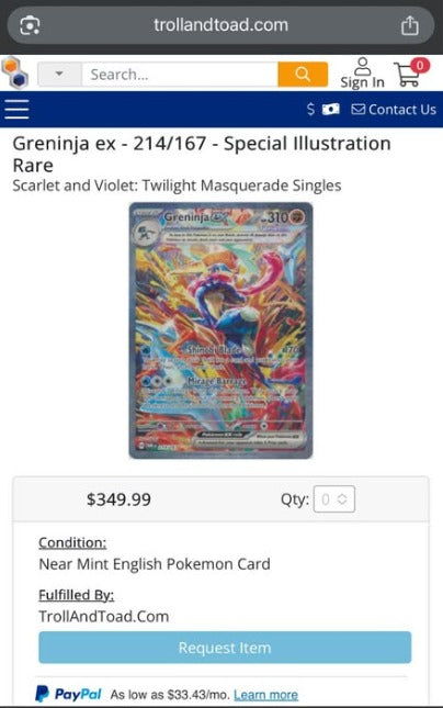 Gray Greninja ex SIR #214/167 – Twilight Masquerade (Graded 9 Mint) | Pokémon TCG Costa Rica