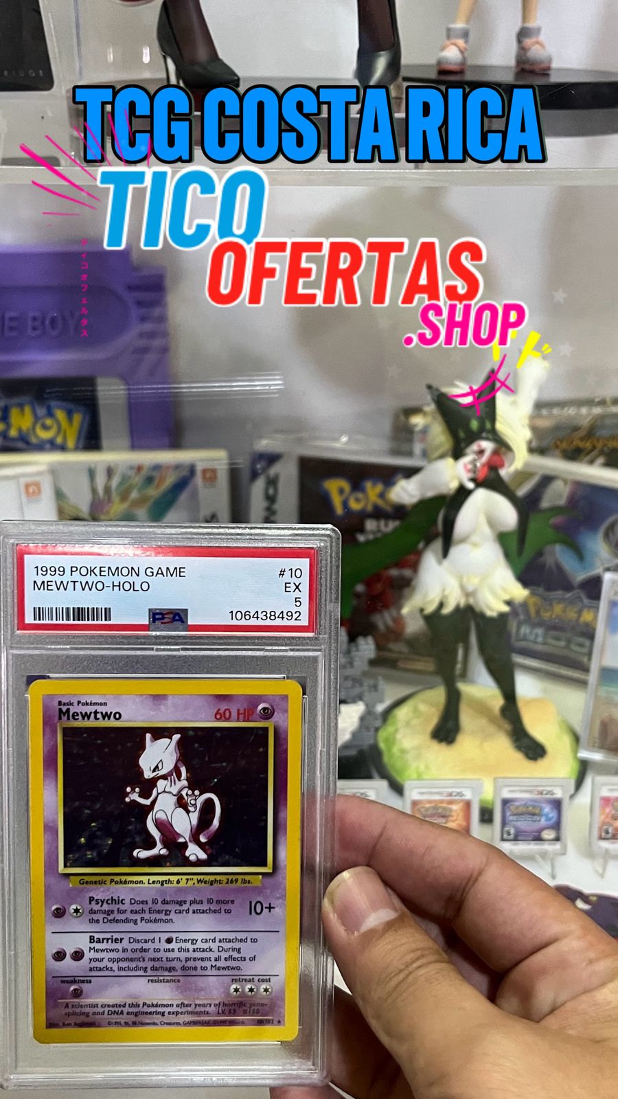 Carta Pokémon Mewtwo Holo 1999 Original – Costa Rica