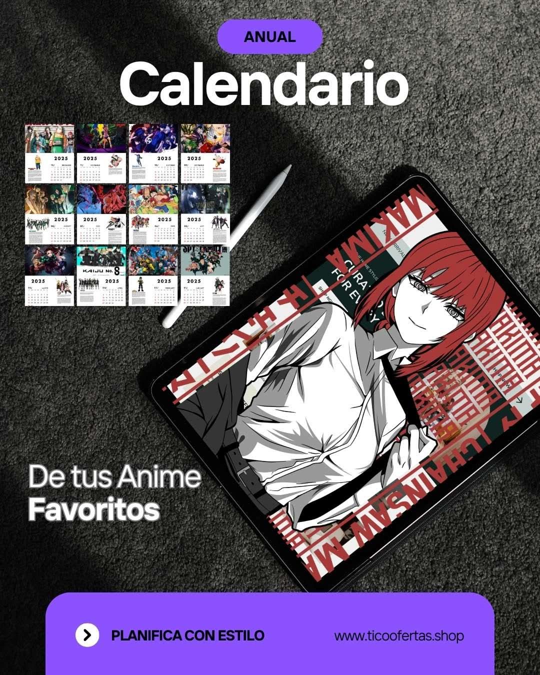 Calendario Anime Hits 2025 – Plantillas Editables y Listas PDF para Imprimir| Tico ofertas