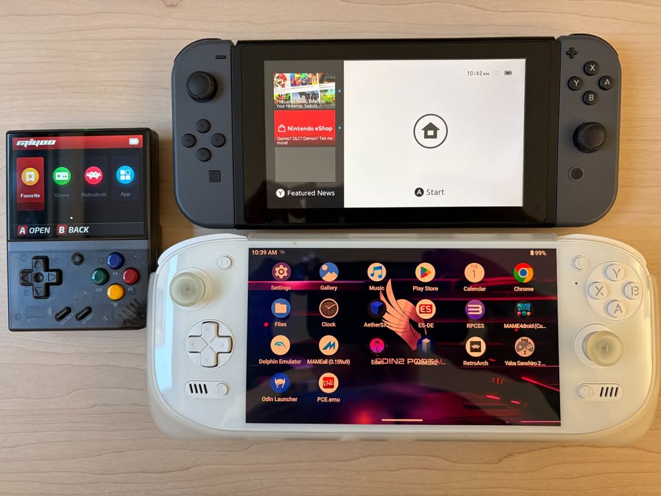 Combo consolas portátiles en Costa Rica – AYN Odin 2 Pro + Nintendo Switch + Miyoo Mini Plus Ayn