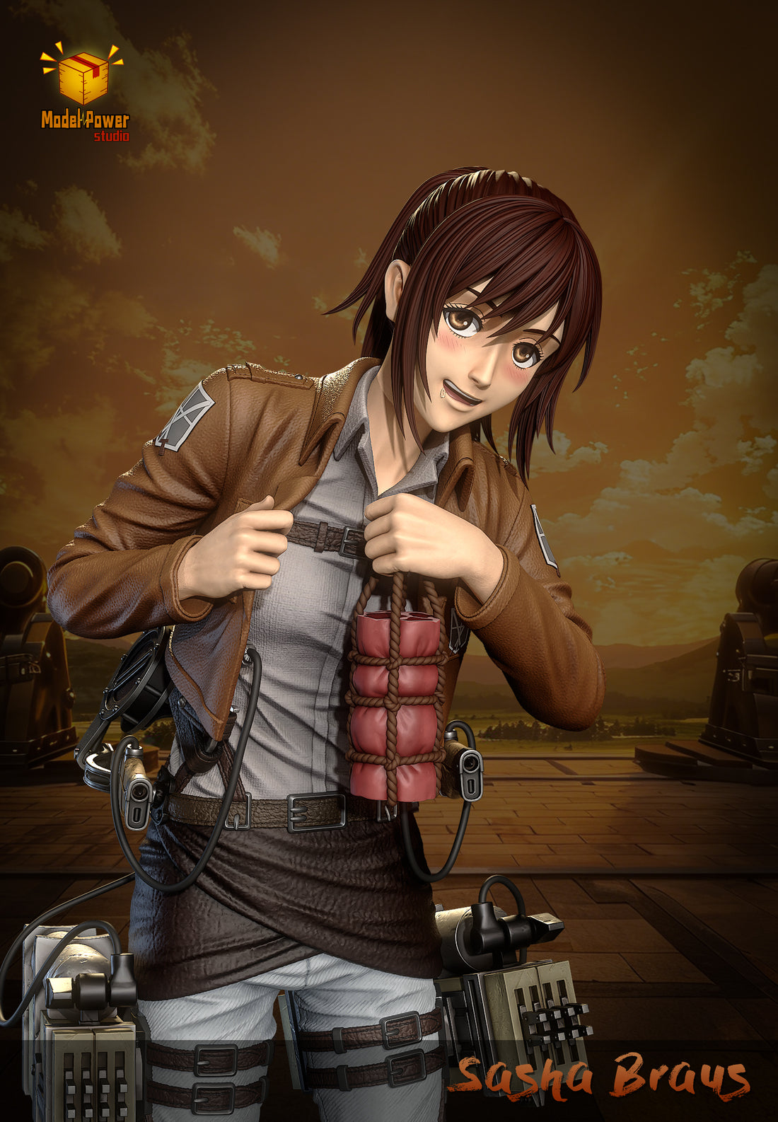 Estatuilla Attack On Titan | Sasha Braus | Model Power Studio | Tienda Anime | Tico Ofertas