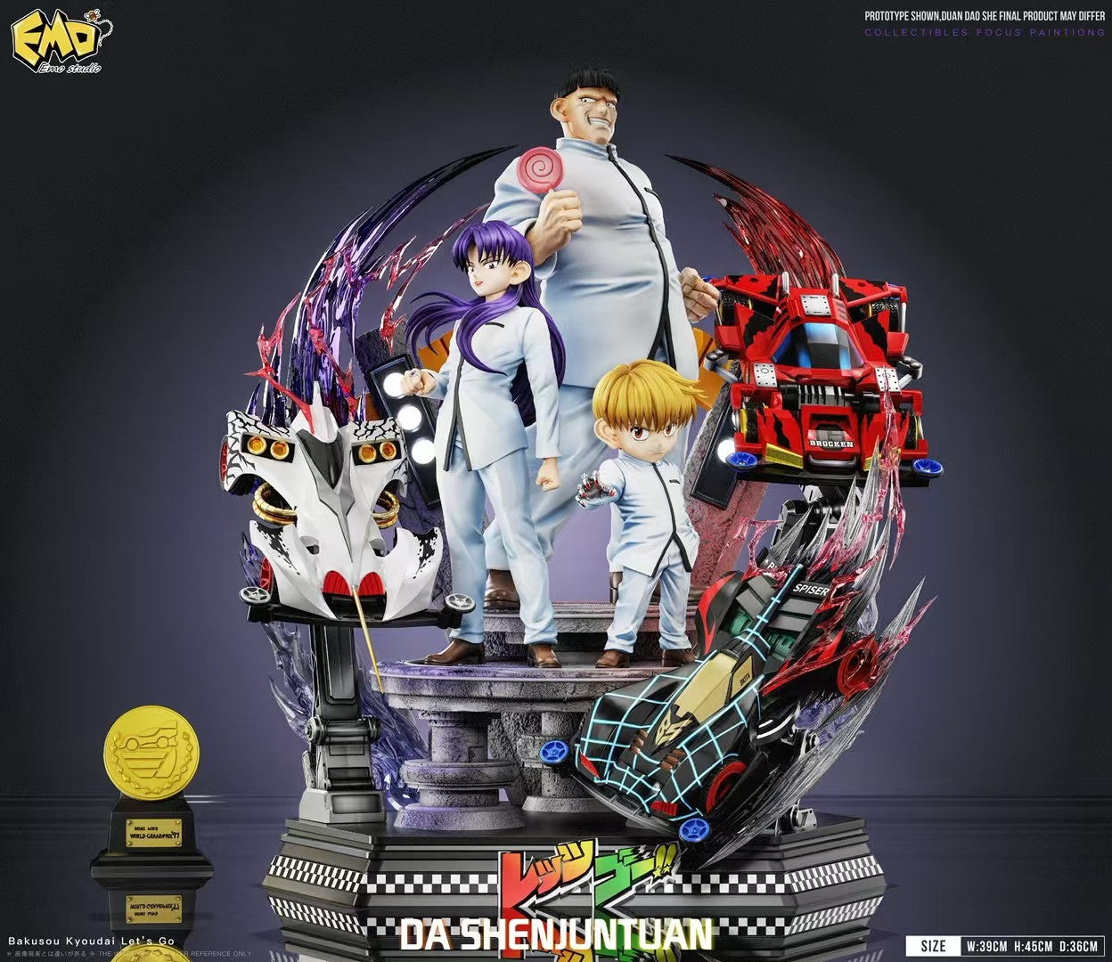 Estatuilla Bakusō Kyōdai Let's & Go!! | Ray Hijikata x Gen Kondo x Kai Okita | Emo Studio | Tienda Anime | Tico Ofertas Emo Studio