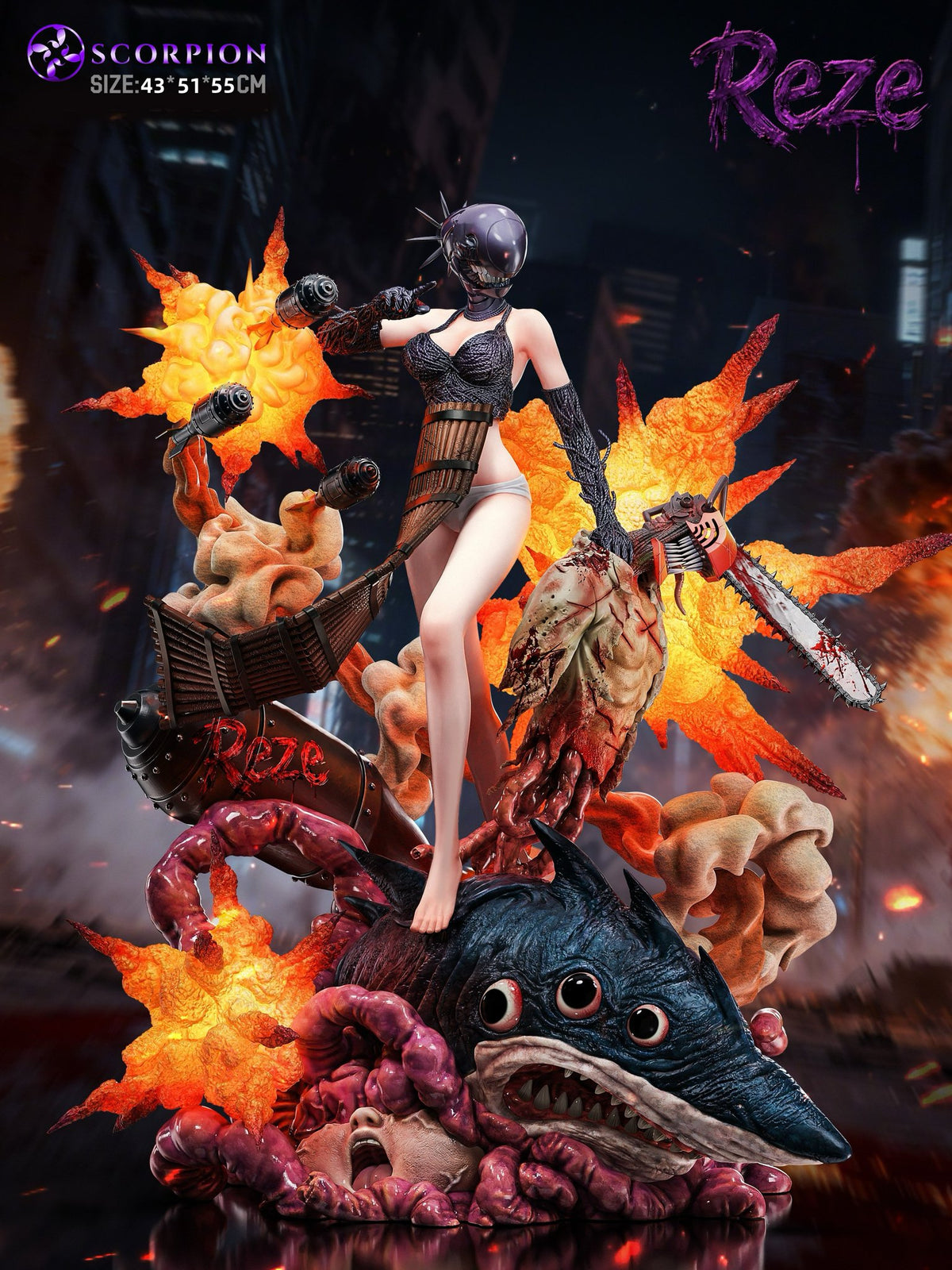 Estatuilla Chainsaw Man | Reze (Bomb Devil) | Scorpion Studio | Escala 1/4 | Tico Ofertas Mountain Rain Cloud Studio