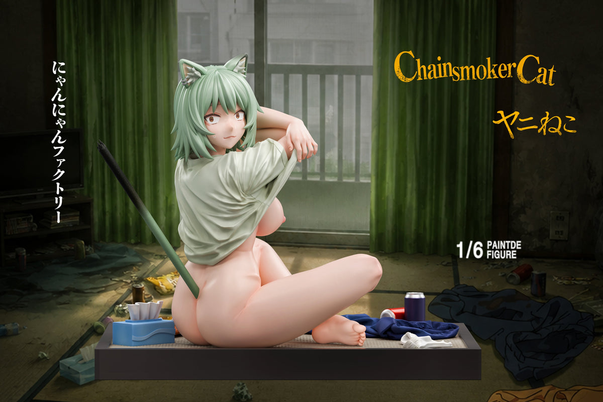 Figura de colección Estatuilla Chainsmoker Cat X Bakemonogatari | Yaniko Satou X Black Hanekawa | Hero Goblin Studio