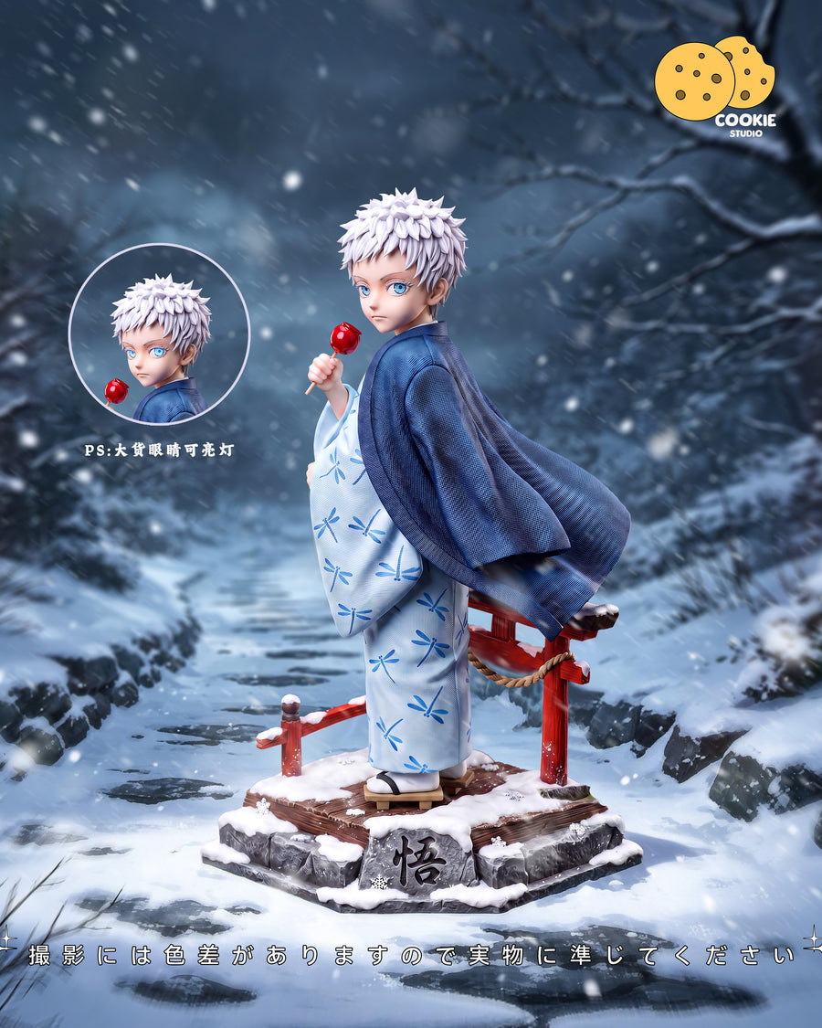 Estatuilla Jujutsu Kaisen | Satoru Gojo – Escena Nevada de la Infancia | Cookie Studio | Tienda Anime | Tico Ofertas