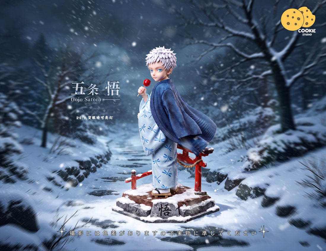Estatuilla Jujutsu Kaisen | Satoru Gojo – Escena Nevada de la Infancia | Cookie Studio | Tienda Anime | Tico Ofertas