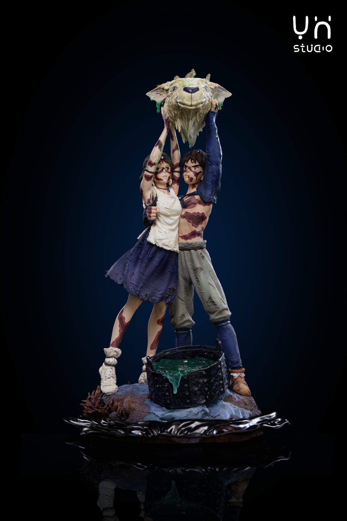 Figura de colección Estatuilla Princess Mononoke | San X Ashitaka X Shishigami | Ying Huo Studio