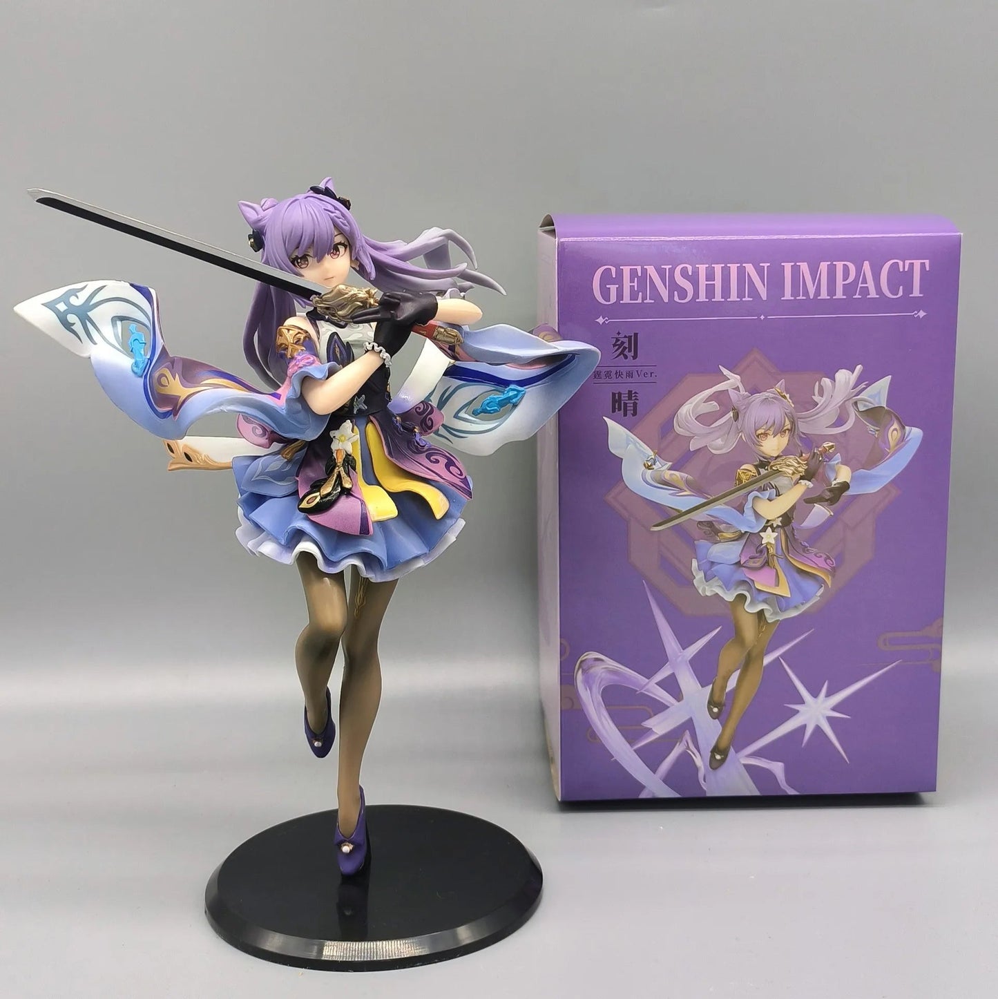 Figura Anime Genshin Impact 25cm - Keqing con Espada y Hu Tao | Modelo PVC para Colección y Decoración de Escritorio en Costa Rica - Tico Ofertas