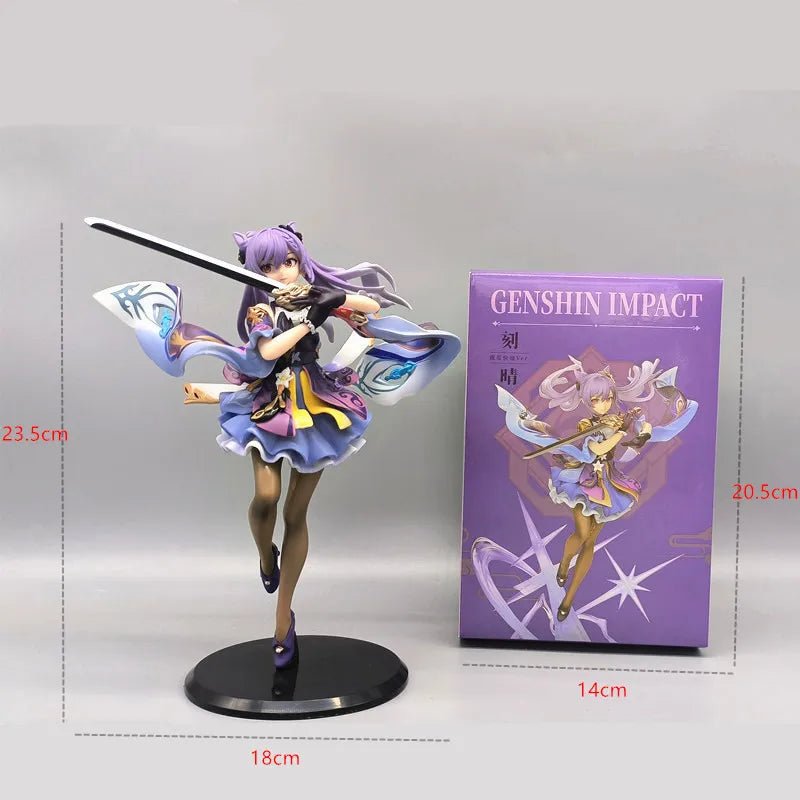 Figura Anime Genshin Impact 25cm - Keqing con Espada y Hu Tao | Modelo PVC para Colección y Decoración de Escritorio en Costa Rica - Tico Ofertas