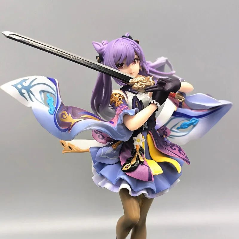 Figura Anime Genshin Impact 25cm - Keqing con Espada y Hu Tao | Modelo PVC para Colección y Decoración de Escritorio en Costa Rica - Tico Ofertas