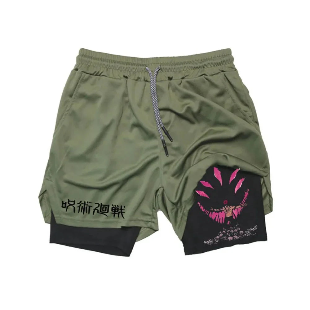 Dim Gray Shorts de Entrenamiento Sukuna | Jujutsu Kaisen Anime Gym | Edición Limitada – Tico Ofertas