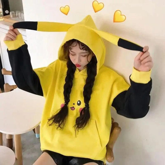 Light Gray Sudadera Hoodie Anime Pikachu - ¡Confort y Estilo Adorable! | Tienda Anime Costa Rica - Tico Ofertas
