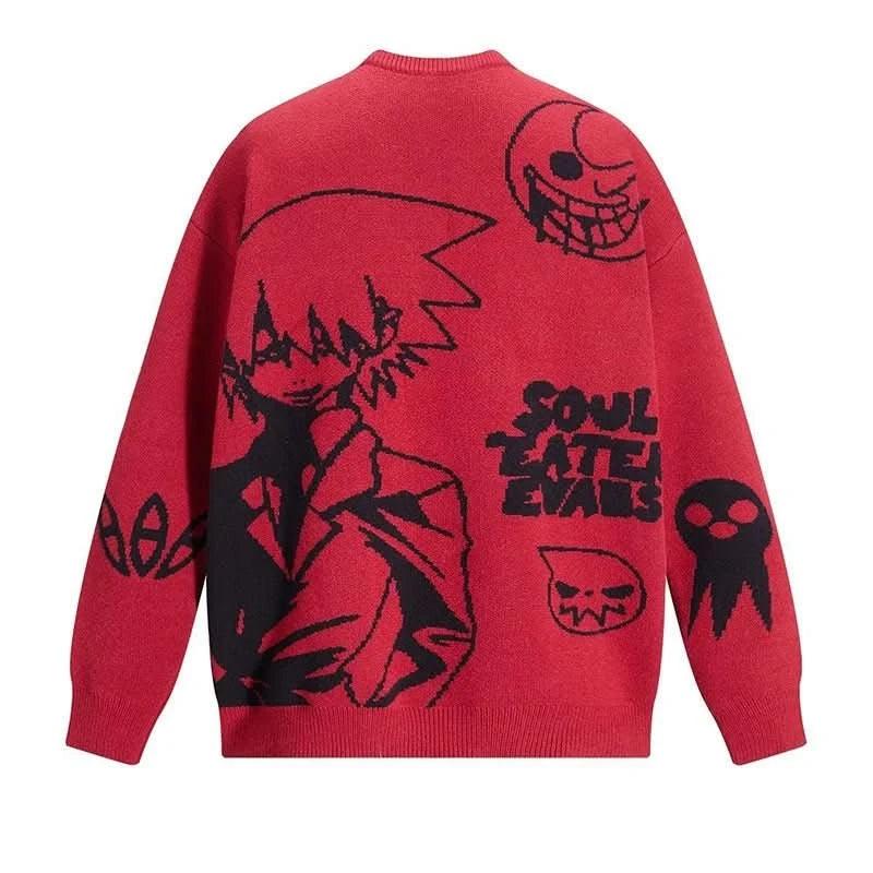 Suéter Tejido Y2K Harajuku Vintage Anime Oversized - Estilo Hip Hop Unisex | Tienda Anime Costa Rica - Tico Ofertas - Tico Ofertas 