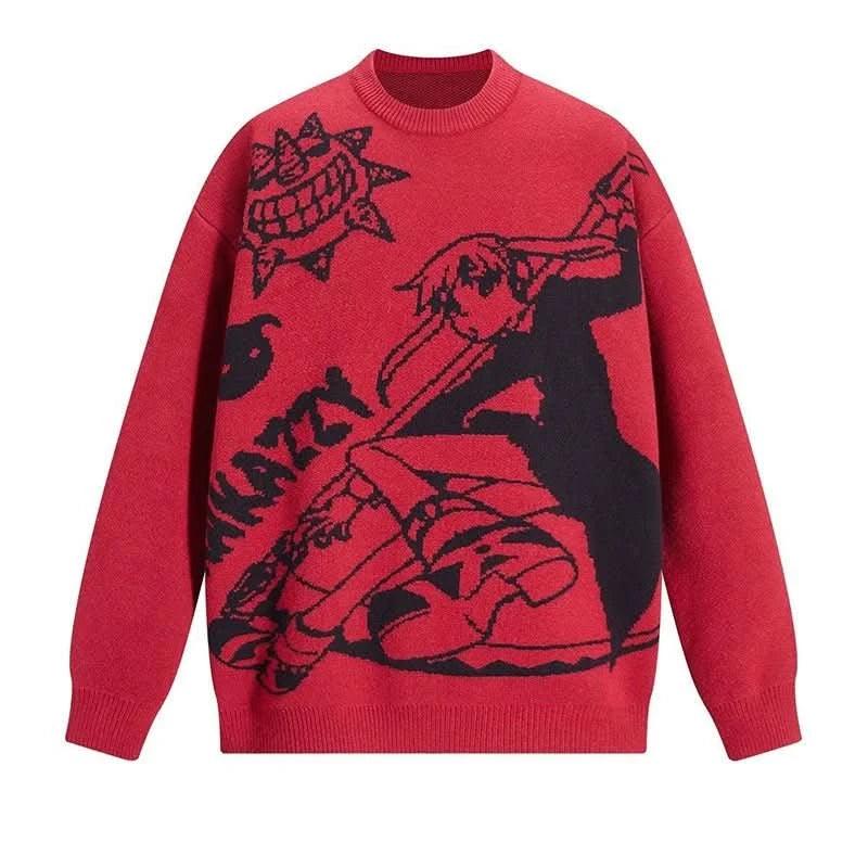 Suéter Tejido Y2K Harajuku Vintage Anime Oversized - Estilo Hip Hop Unisex | Tienda Anime Costa Rica - Tico Ofertas - Tico Ofertas 
