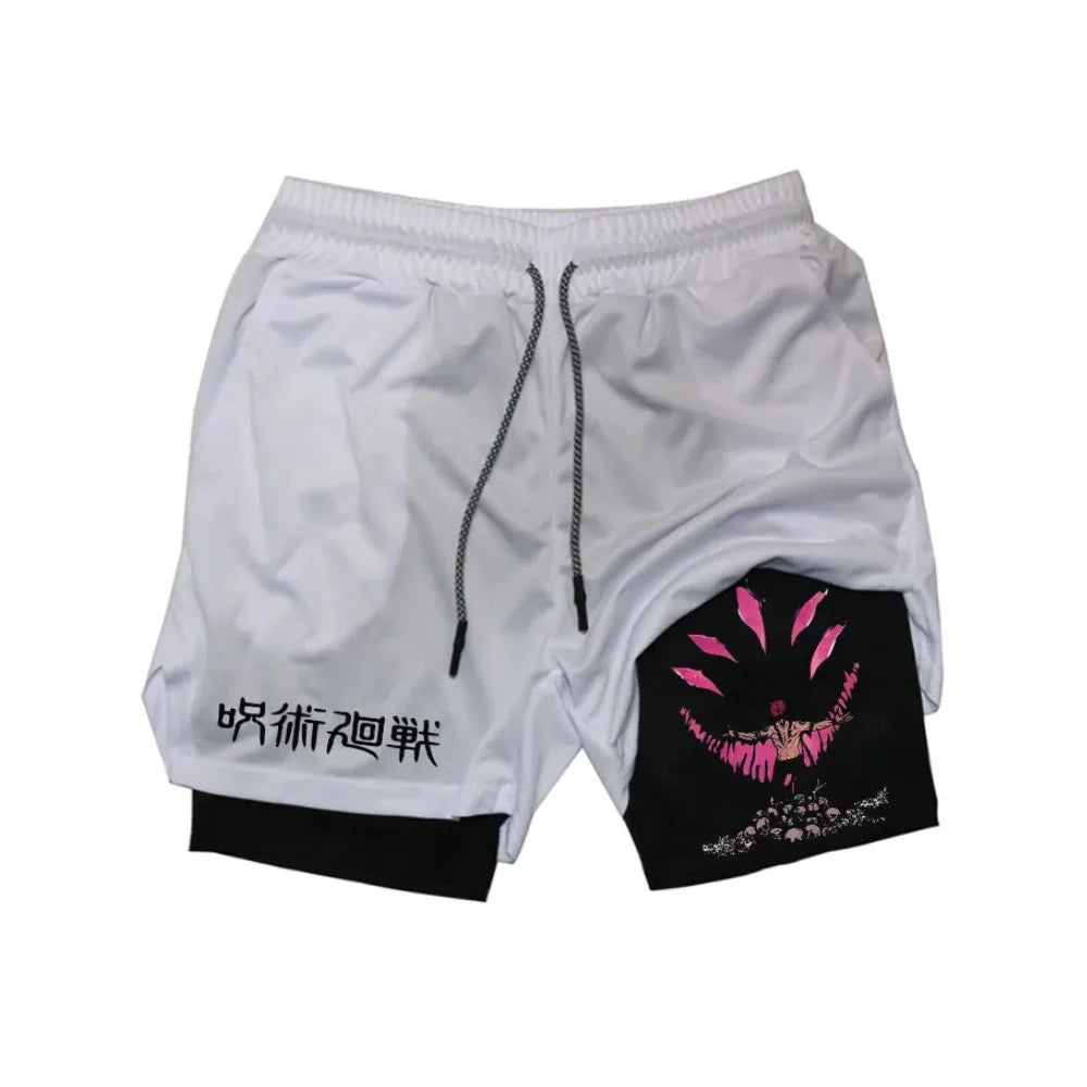 Gray Shorts de Entrenamiento Sukuna | Jujutsu Kaisen Anime Gym | Edición Limitada – Tico Ofertas