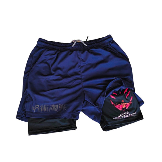 Dark Slate Gray Shorts de Entrenamiento Sukuna | Jujutsu Kaisen Anime Gym | Edición Limitada – Tico Ofertas